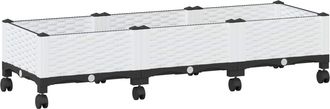 vidaXL Macetero De Jard&iacute;n Con Ruedas Blanco 120 X 40 X 33 Cm Pp Vidaxl