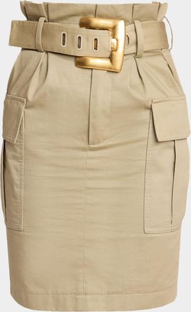Balmain Belted Cargo Pencil Skirt