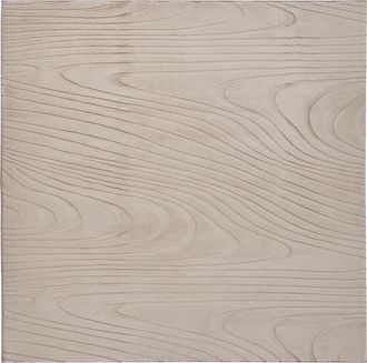 Beliani Alfombra De Pelo De Conejo Sint&eacute;tico Peluda Motivo Vetas 160 X 160 Cm Cuadrada Beige Ontake