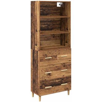 vidaXL Aparador Alto Con Caj&oacute;n Madera Envejecida 69,5 X 32,5 X 180 Cm Vidaxl