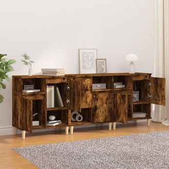 Berkfield Home Sideboards 3 pcs Smoked Oak 60x35x70 cm Engineered Wood in Brown | Size: 60 x 35 x 70 cm