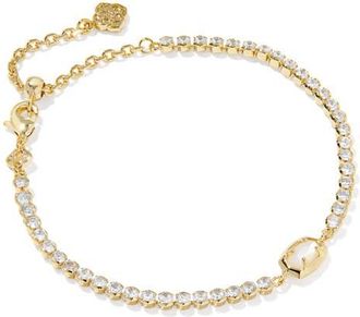Kendra Scott Emilie Mother-of-Pearl & Crystal Tennis Bracelet in Gold Ivory Mother Of Pearl at Nordstrom