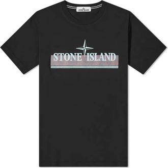 Stone Island Tricromia Print T-shirt Black 76152NS92-V0029