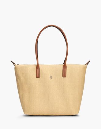Tommy Hilfiger Womens Tommy Hilfiger Popette Raffia Womens Tote Bag - Natural Raffia - Tan - Size: ONE size