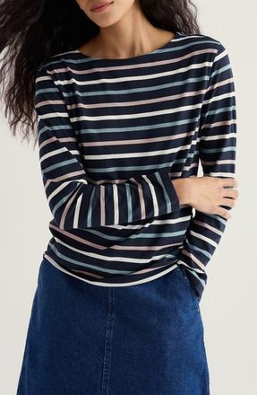 Seasalt Cornwall Sailor Stripe Organic Cotton Top in Tri Breton Parsnip at Nordstrom, Size 12 Us