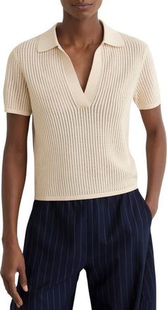 Reiss Pippa Knit Polo in Ivory at Nordstrom, Size X-Small