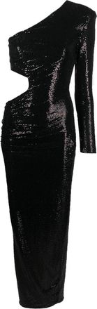 Nissa metallic-finish one-shoulder dress - women - Polyester/Spandex/Elastane/Polyamide/Spandex/Elastane/Metallic Fibre - 36 - Black