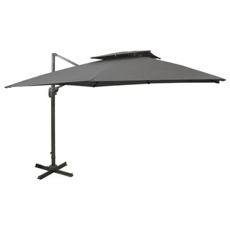 Berkfield Home Cantilever Umbrella with Double Top 300x300 cm Anthracite in Black
