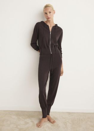 Mango Cardigan maglia cotone cappuccio cioccolato - Donna - S - MANGO