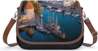Generic European Harbor Estonia Historical Heritage Crossbody Bags for Women Shoulder Messenger Bag Purse Handbags