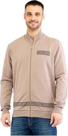 Dirk Bikkembergs Stedelijke jas voor mannen - Heren - Vesten met rits - Bruin - L - Katoen - Hoodies & sweatvesten