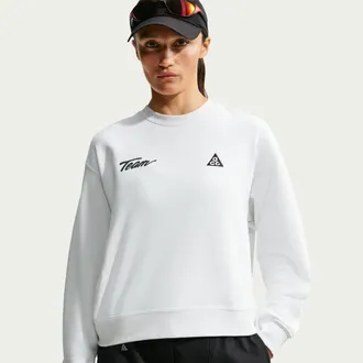 Nike Womens Nike ACG Tuff Fleece Crew-Neck Sweatshirt in White | IU8168-121