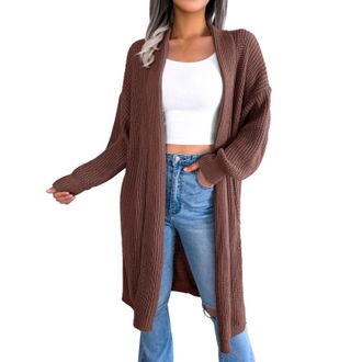 Generic Short Cardigans For Women Uk Womens Autumn And Winter New Casual Versatile Long Cardigan Sweater Coat Summer Rain Jackets (Coffee, M)