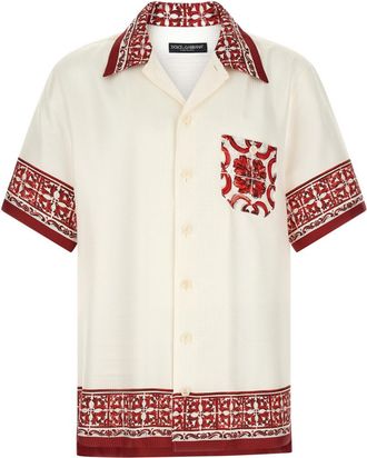 Dolce & Gabbana Off White Regular Printed Shirt
