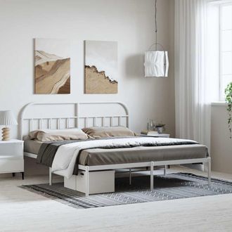 vidaXL Estructura Cama Sin Colch&oacute;n Con Cabecero Metal Blanco 183x213cm Vidaxl