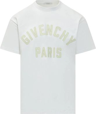 Givenchy T-shirt van katoen met Paris-borduursel - Heren - T-shirts - Wit - M - Katoen - Tops