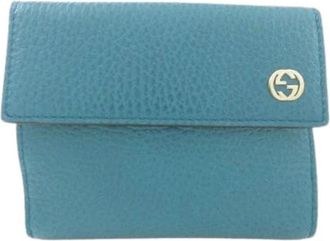 Gucci Pre-owned Calf Wallet - Dames - Vintage Accessoires - Blauw - ONE Size - Leer - Vintage