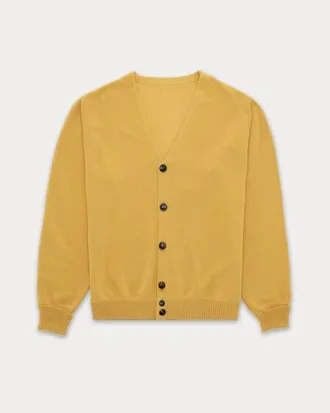 Fortela Oliver Cotton Knit Cardigan in Mustard at Nordstrom, Size Xx-Large
