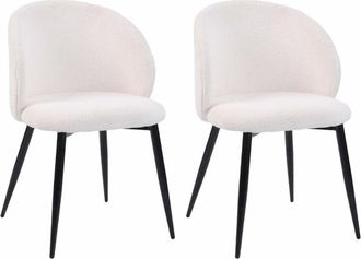Mobili Rebecca 2 sillas acolchadas de tela teddy blanco crema