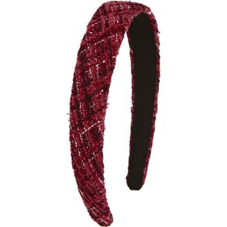 Tasha Padded Metallic Tweed Headband in Red at Nordstrom