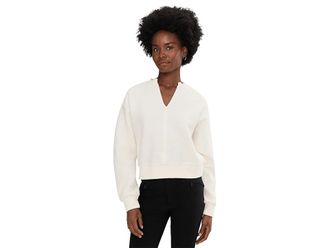 Sanctuary Split Neck Ribbed Top Womens Clothing Chalk : LG (US 10-12), Nylon/Spandex