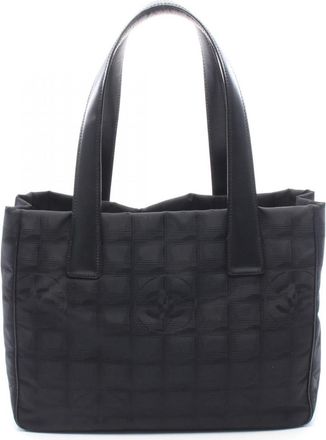 Chanel Black New Travel Line Leather Handbag Tote Bag (Pre-Owned)