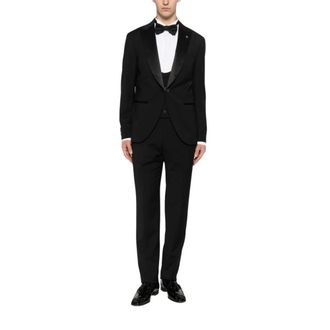 Manuel Ritz Single Breasted Suits, male, Black, Size: L Single-breasted Suit