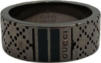 Gucci Silver Black Silver 925 Band Ring (Pre-Owned)