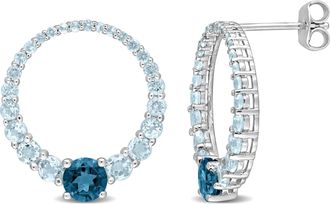 Mimi & Max 2 3/5ct TGW Sky Blue Topaz and London Blue Topaz Circle Earrings in Sterling Silver