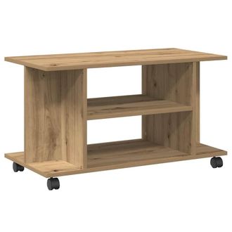 Berkfield Home TV Cabinet with Castors Artisan Oak 80x40x45 cm Engineered Wood in Brown | Size: 80 x 40 x 45 cm