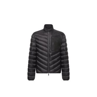 Moncler Moncler Mackinac Diagonal-quilted Down Biker Jacket, Men, Black, Size: 1