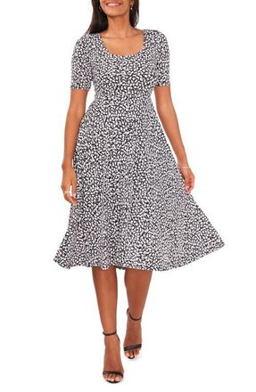 Chaus Floral Print Midi Dress in Black/white at Nordstrom, Size Medium