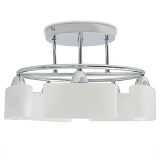 Berkfield Home Modern Ceiling Lamp with Ellipsoid Glass Shades for 5 E14 Bulbs 200 W in White