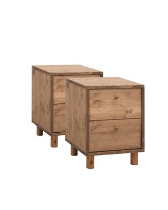 Deco Wood Pack 2 mesitas de noche de madera maciza marr&oacute;n 51x38cm