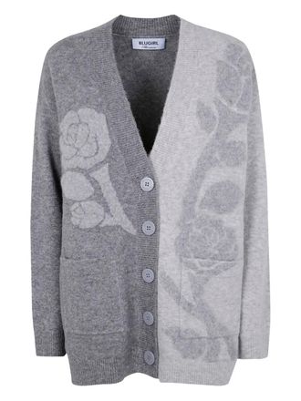 Blugirl rose-appliqu&eacute; button cardigan - women - Acrylic - M - Grey
