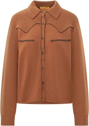 Guest In Residence Cropped Western Shirt - Dames - Overhemden - Bruin - M - Kasjmier - Overhemden