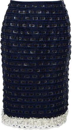 Oscar De La Renta Gonna midi in maglia - Blu