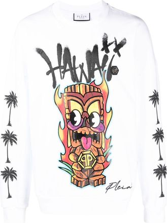 Philipp Plein LS Hawaii printed sweatshirt - men - Cotton - M - White