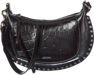Isabel Marant Oskan Moon Croc-Embossed Leather Hobo Bag