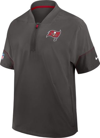 Nike Tampa Bay Buccaneers Sideline Coach Nike Mens NFL 1/2-Zip Short-Sleeve Hooded Jacket in Grey | 03BO964Z8B-2J5