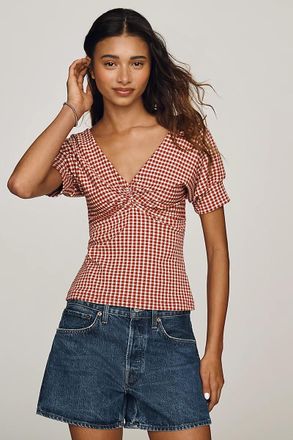 Maeve Gingham Short-Sleeve Blouse