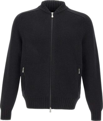 Gran Sasso Truien & Vesten, Heren, Zwart, L, Wol, Cardigan met dubbele rits
