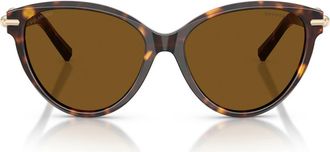 Tiffany & Co. 56mm Polarized Cat Eye Sunglasses in Havana /Dark Brown Polar at Nordstrom