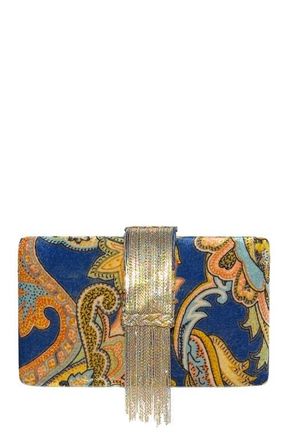 Simitri Velvet Fringe Clutch in Paisley at Nordstrom