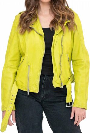 Mauritius Wild Leather Jacket In Lime