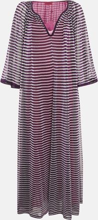 Missoni Purple Stripe Lurex Silk Knit Maxi Dress