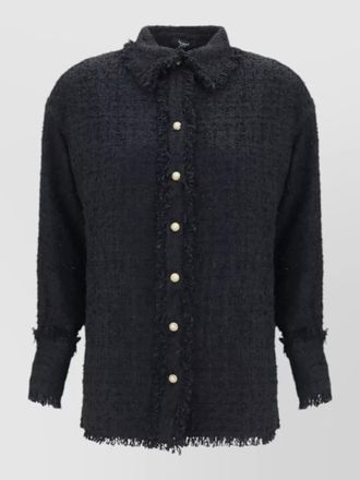 Balmain textured tweed overshirt featuring frayed edges