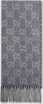 Gucci Reversible Wool Cashmere Scarf, Grey