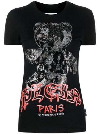 Philipp Plein T-shirt con cristalli - Nero