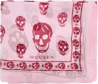Alexander McQueen Alexander McQueen, Silky Scarves, female, Pink, Size: ONE SIZE Classic Skull Foulard